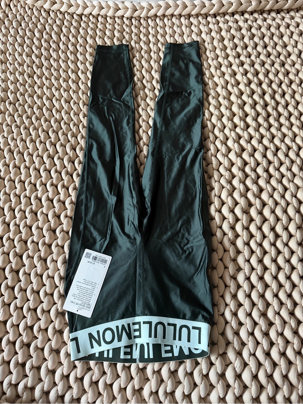 lululemon athletica Black High-Rise leggings with White Branded Waistband
